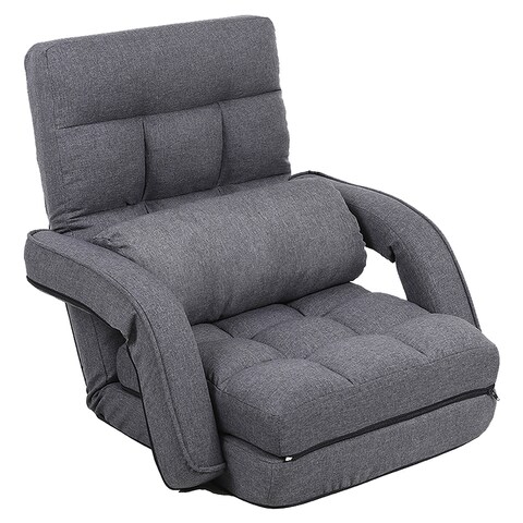 Floor Chair Chaise Lounge Indoor, Folding Lazy Sofa with Armrests - 18.50 x 27.10 x 27.60