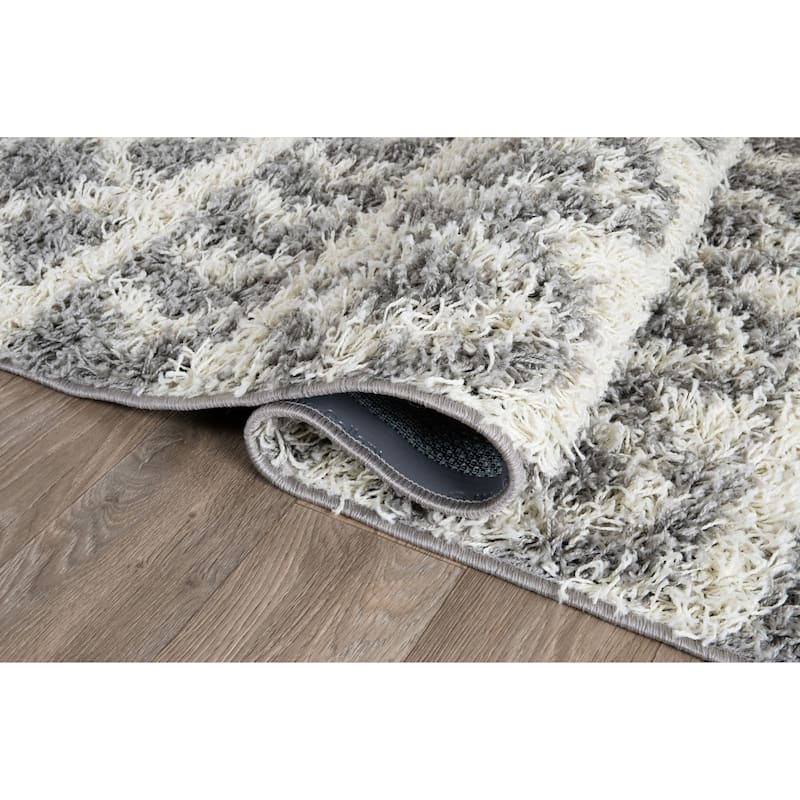 World Rug Gallery Trellis Geometric Plush Shag Area Rug