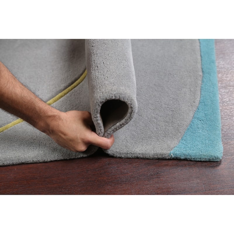 Circle Design Modern Oriental Wool Area Rug Hand-tufted Dotted Carpet - 8'0" x 10'0"