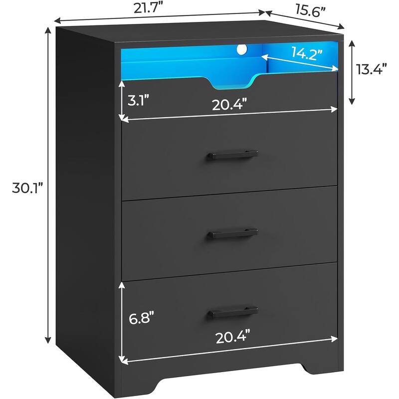 Dresser with LED Lights for Bedroom Double Dresser with 3/6 Drawers