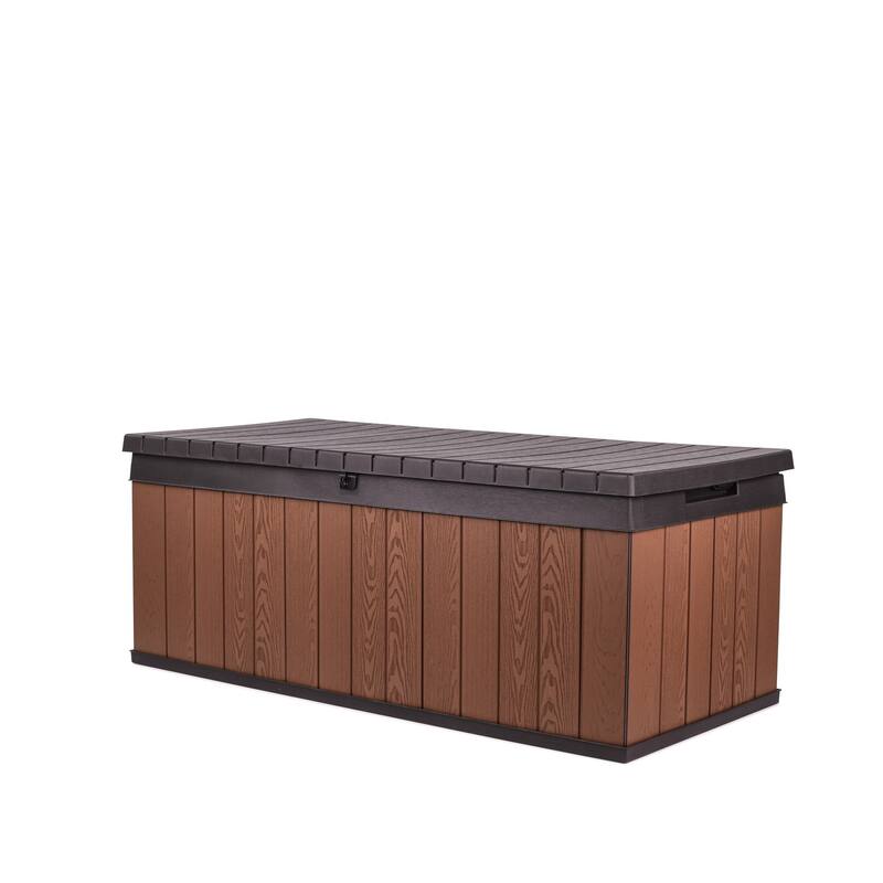 Keter Darwin 100 Gallon Large Durable Resin Outdoor Storage Deck Box For Furniture and Supplies