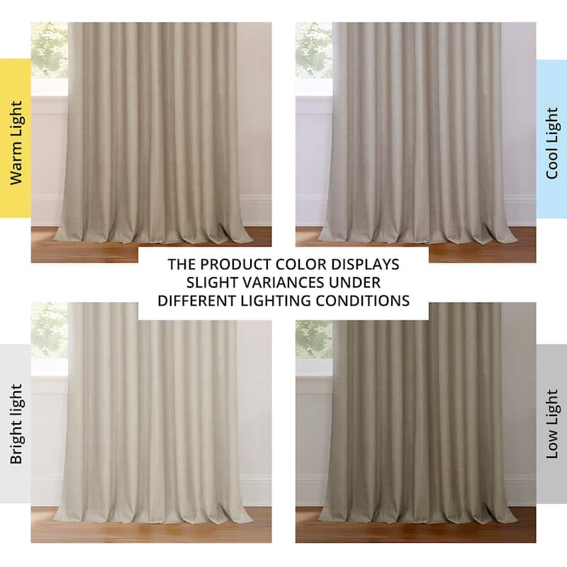 Exclusive Fabrics Extra Wide Performance Linen Blackout Curtains (1 Panel) Thermal Insulated Window Curtains