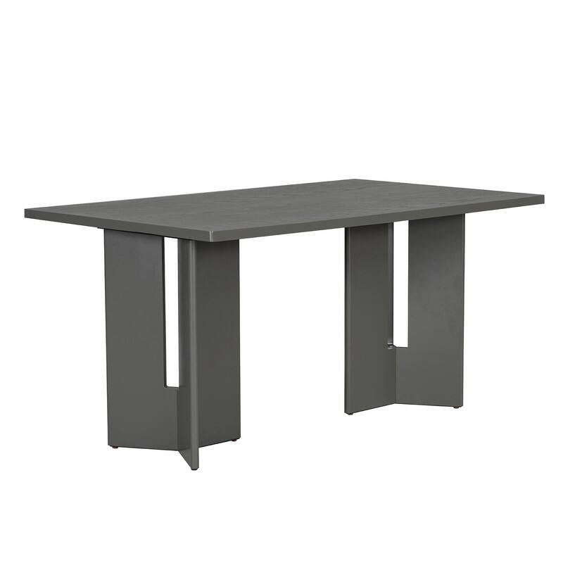 Farmhouse Wood Dining Table, 60" Rectangular Kitchen & Dining Table with Cutout Legs for Dining Room and Living Room