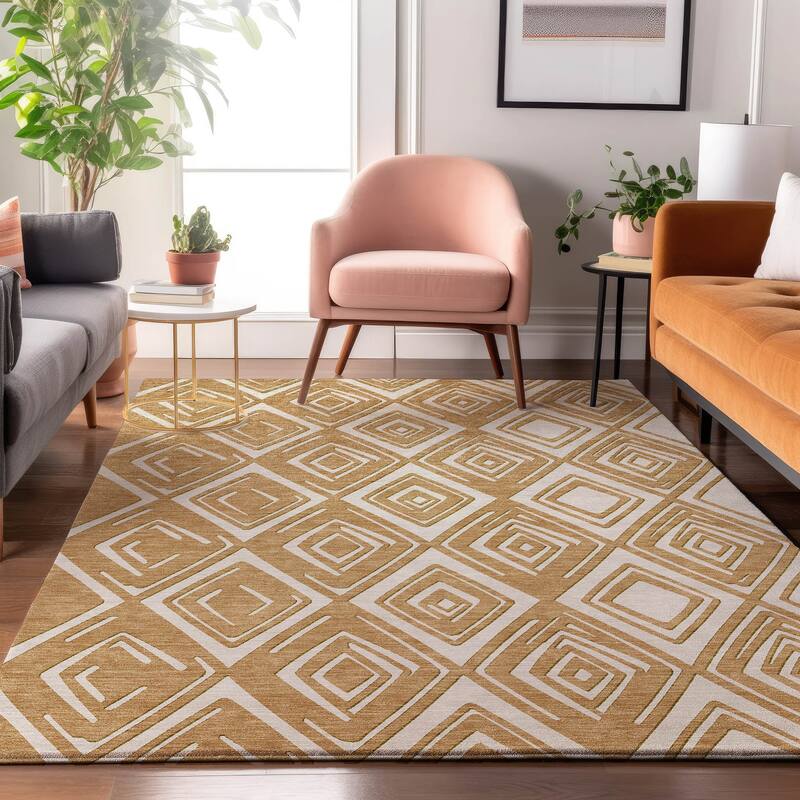 Premium Washable Super Soft Diamond Cascade Mayfield Rug - Gold - 2'6" x 3'10"