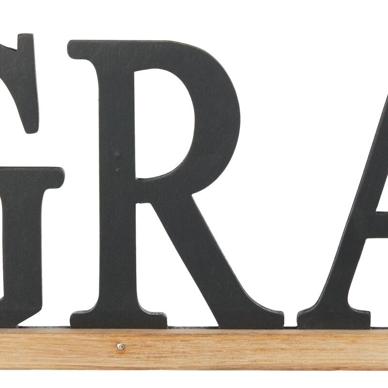 Wood Sign Grateful Home Wall Decor - Black - Roche River Decor