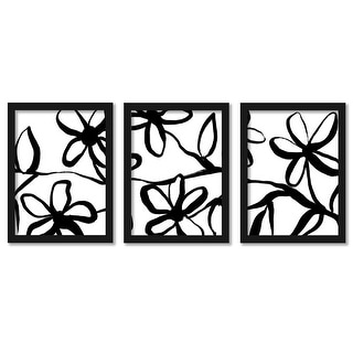 Black And White Floral Drawing Jetty Home Botanical 2 - 3 Piece Framed Gallery Art Set