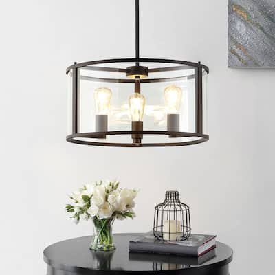 SAFAVIEH Lighting Manlen 3-light LED Adjustable Pendant - 18" W x 18" L x 18.25-48.25" H