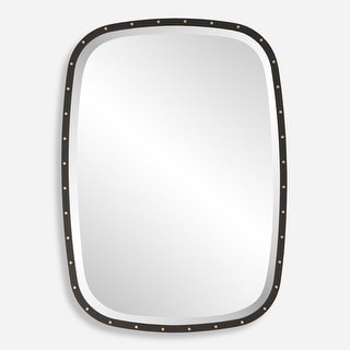 Industrial Wall Mirror - 36" - Matte Black Finish