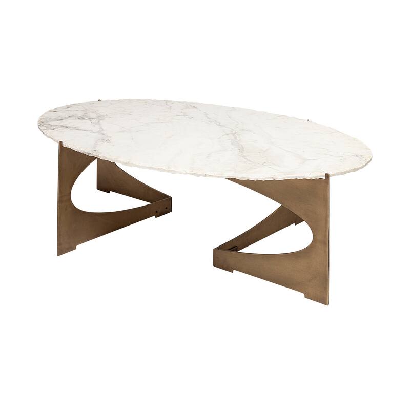 Reinhold Round Marble Top w/ Metal Base Coffee Table