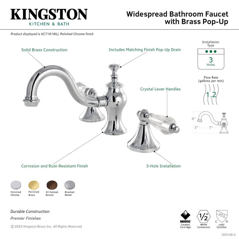 Kingston Brass Victorian Crystal Widespread Bathroom Faucet
