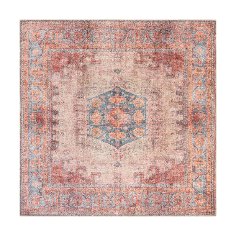 World Rug Gallery Vintage Bohemian Machine Washable Non Slip Area Rug