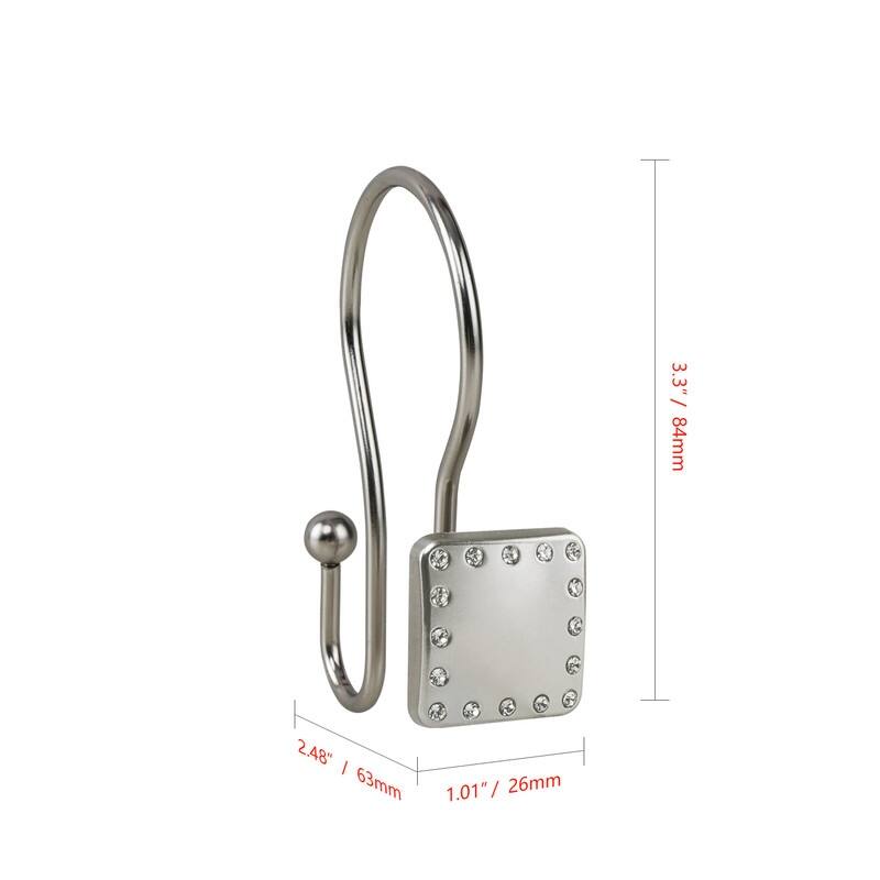 Utopia Alley Shower Hooks, Double Shower Curtain Hooks for Bathroom, Crystal Design, Set of 12