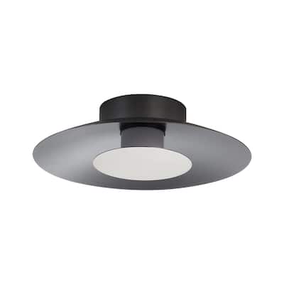 Luma LED Flush Mount - 12" in Graphite with Sand Nickel Shade - Gray