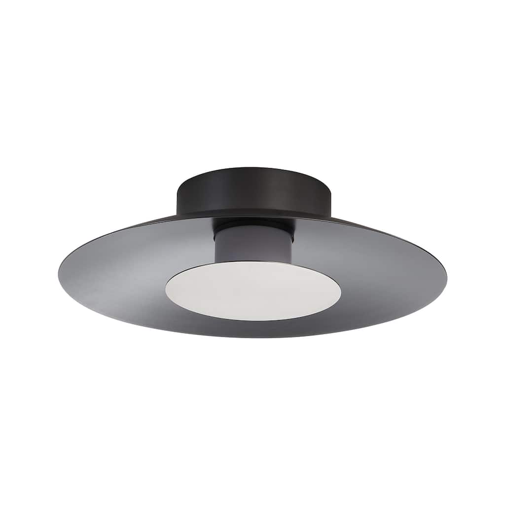 Luma LED Flush Mount - 12" in Graphite with Sand Nickel Shade - Gray