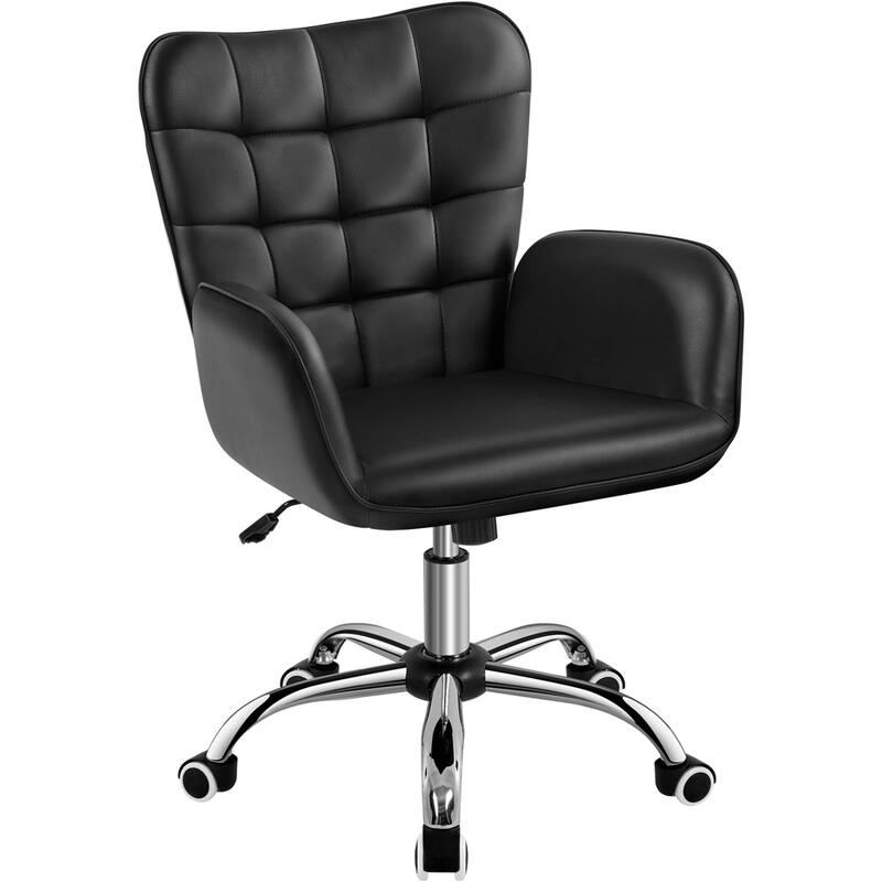 Yaheetech Faux Leather Desk Chair with Padded Armrests Modern Office