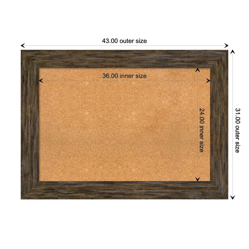 Fencepost Wood Framed Natural Corkboard Bulletin Board - Fencepost Brown - Board Size 36x24