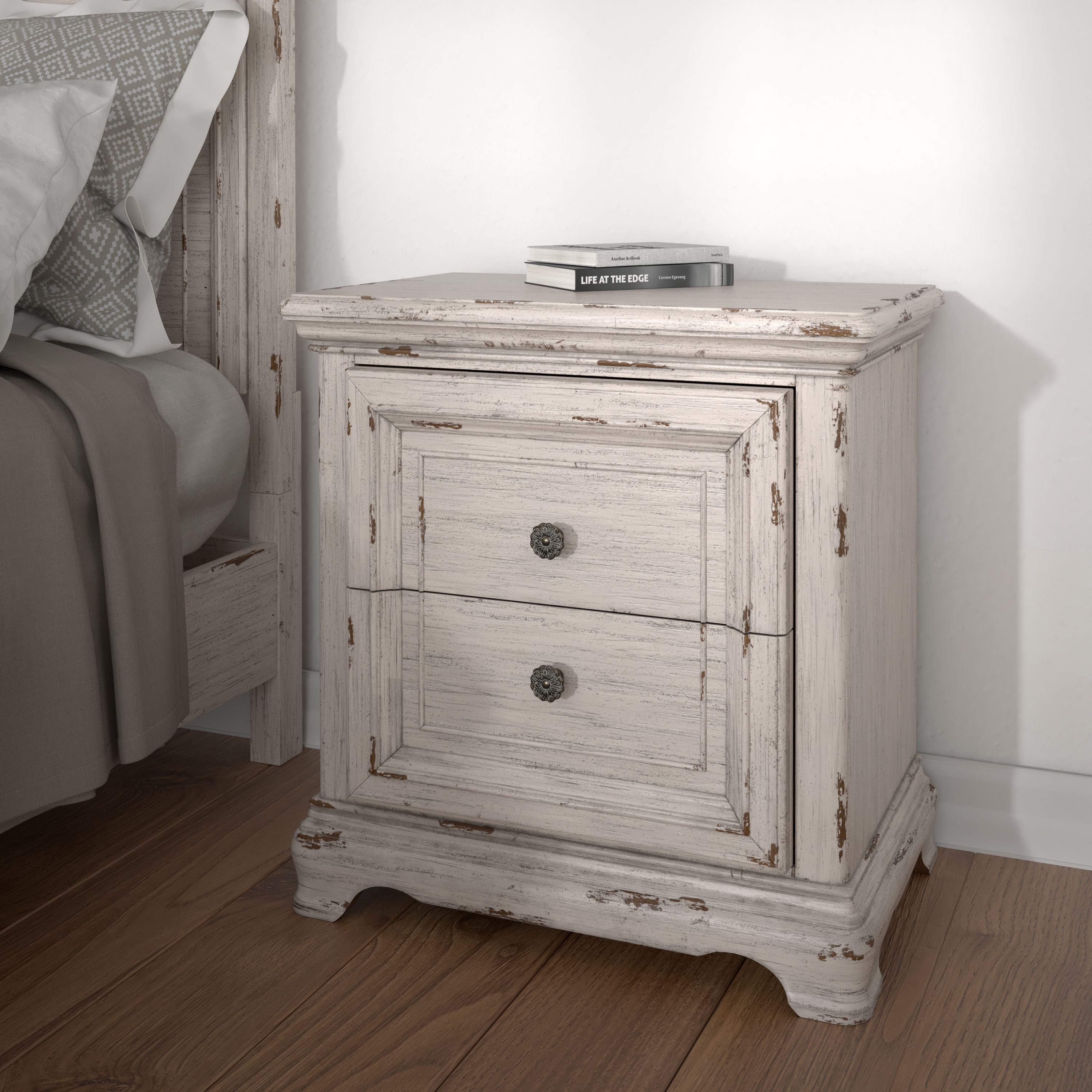 Antique store white nightstands