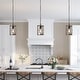 preview thumbnail 2 of 10, Modern Farmhouse 1-Light Cylinder Wood Grain Pendant Lights for Kitchen Island - Brown - 5.5D"x9.5"H