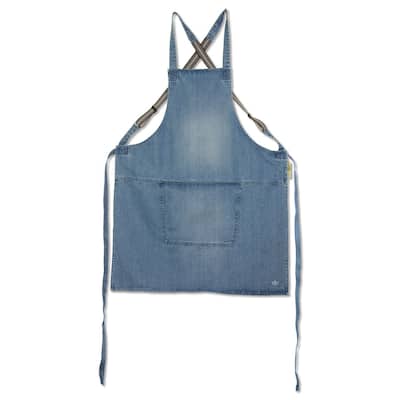 Suspender-Style Unisex Adult Kitchen Apron - 30.75" - Blue