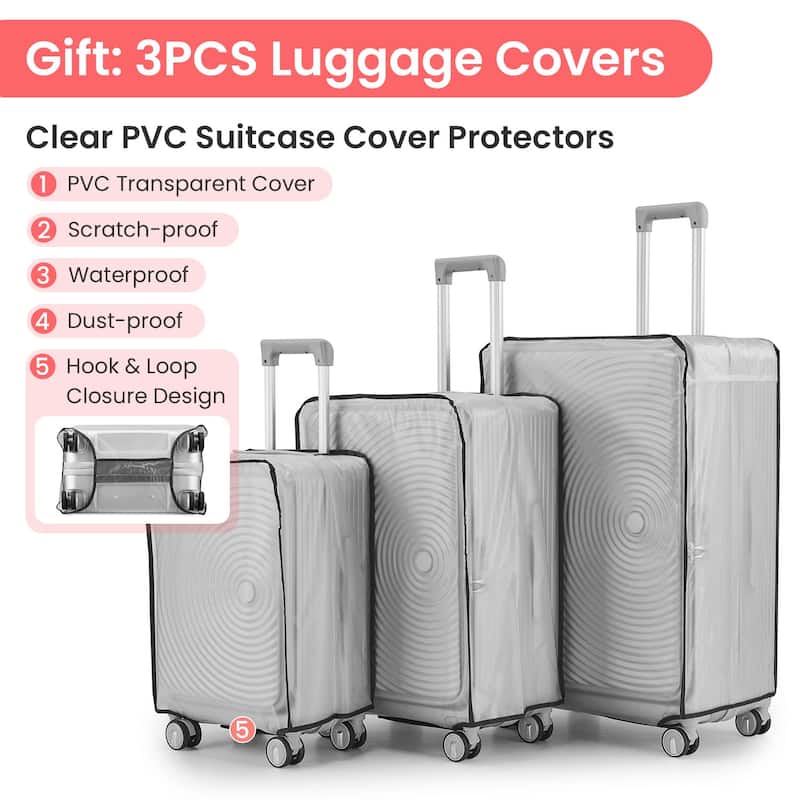 Luggage Sets 3 Piece(20/24/28), Expandable Carry On Luggage with TSA Lock, Front Pocket and Spinner Wheels