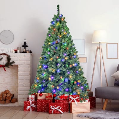 7ft Pvc Christmas Tree With 380 Wifi Music Sync Led Lights-App Control,1339 Tips,Hinged Branches, Dual-Color Effects