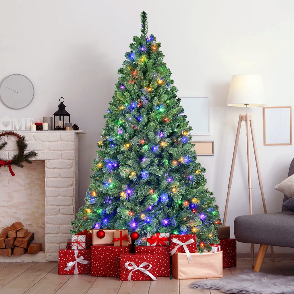 7ft Pvc Christmas Tree With 380 Wifi Music Sync Led Lights-App Control,1339 Tips,Hinged Branches, Dual-Color Effects