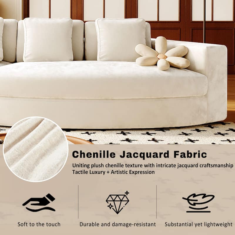 115.7" Chenille Modular Sofa Set with Curved Design - 4-Seater and 5 Cushions (No Assembly Required)