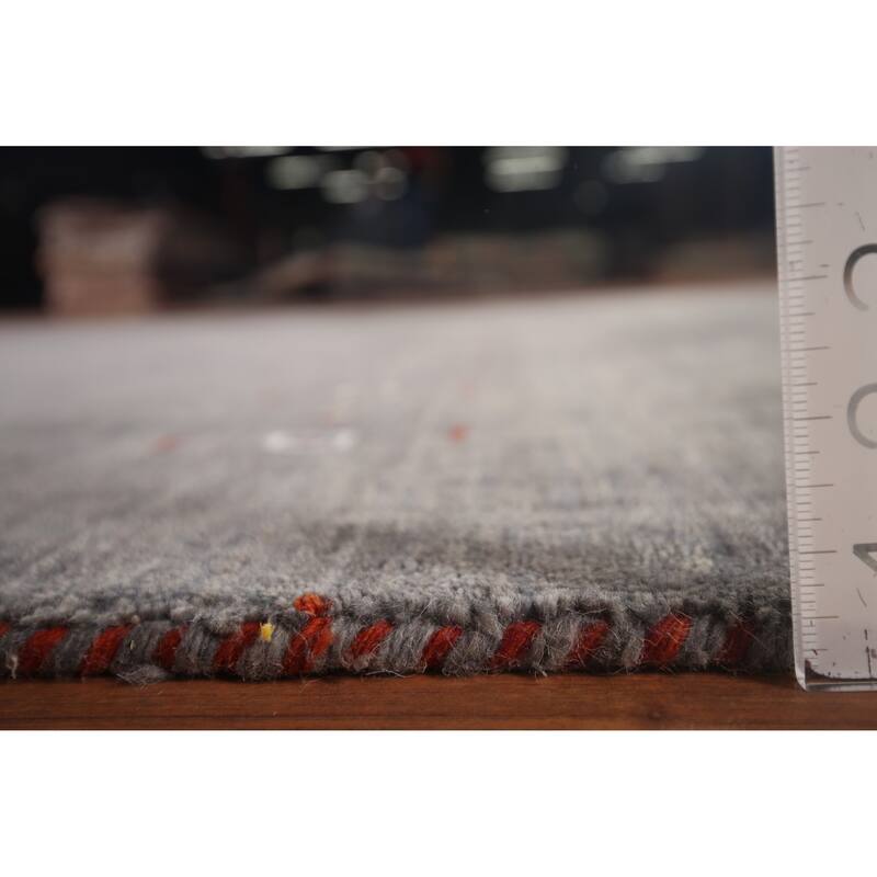 Gray Gabbeh Indian Area Rug Handmade Wool Carpet - 8'1"x 9'6"