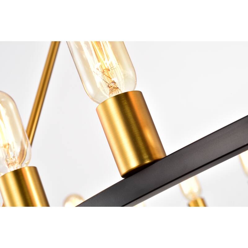 Matte Black and Gold 48-inch Wagon Wheel 24-light Chandelier