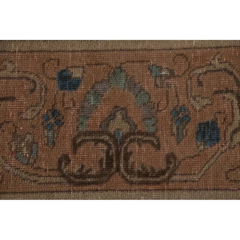 Green Tabriz Persian Vintage Area Rug Hand-Knotted Wool Carpet - 9'6"x 12'7"