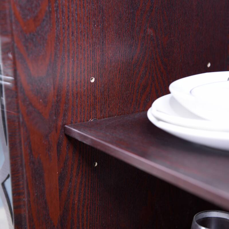 Sideboard Cabinet with 3 Tempered Glass Doors, Buffet Cabinet with Adjustable Shelf, Freestanding Wooden Storage Cabinet