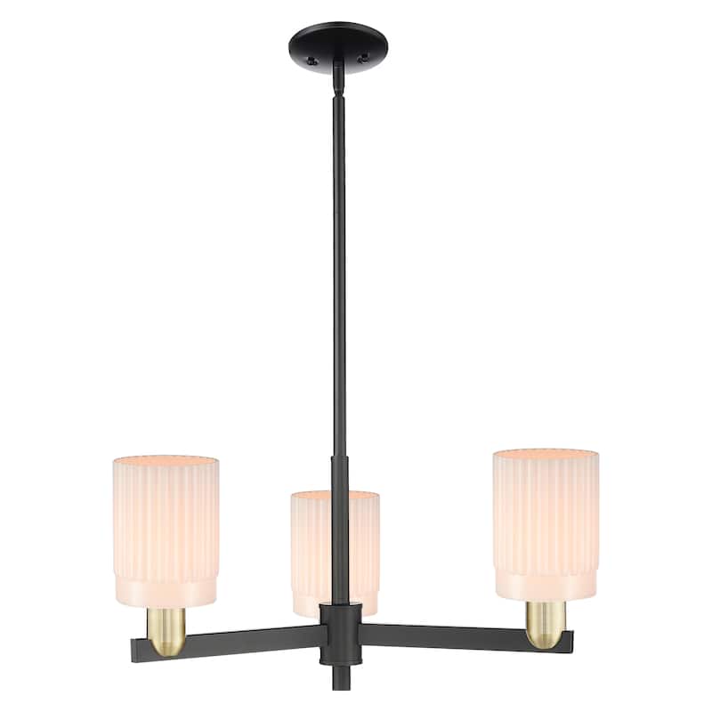 Innovations Lighting Endless Possibilities Arcadia - Hadley - 3 Light 26" Stem Hung Chandelier - Matte White/Black Antique Brass
