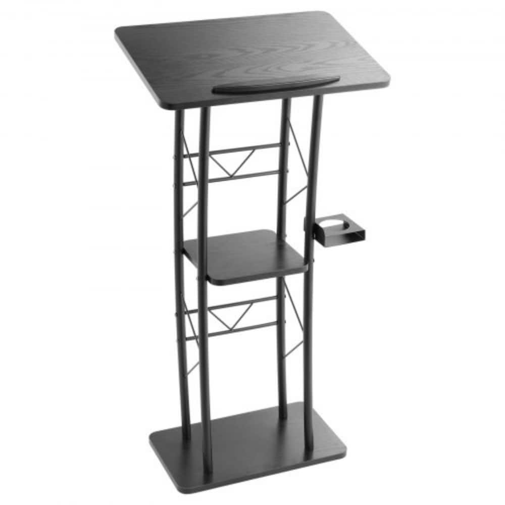 Podium Stand 47 in Curved Metal Lectern Storage Shelf Classroom Wedding Speech