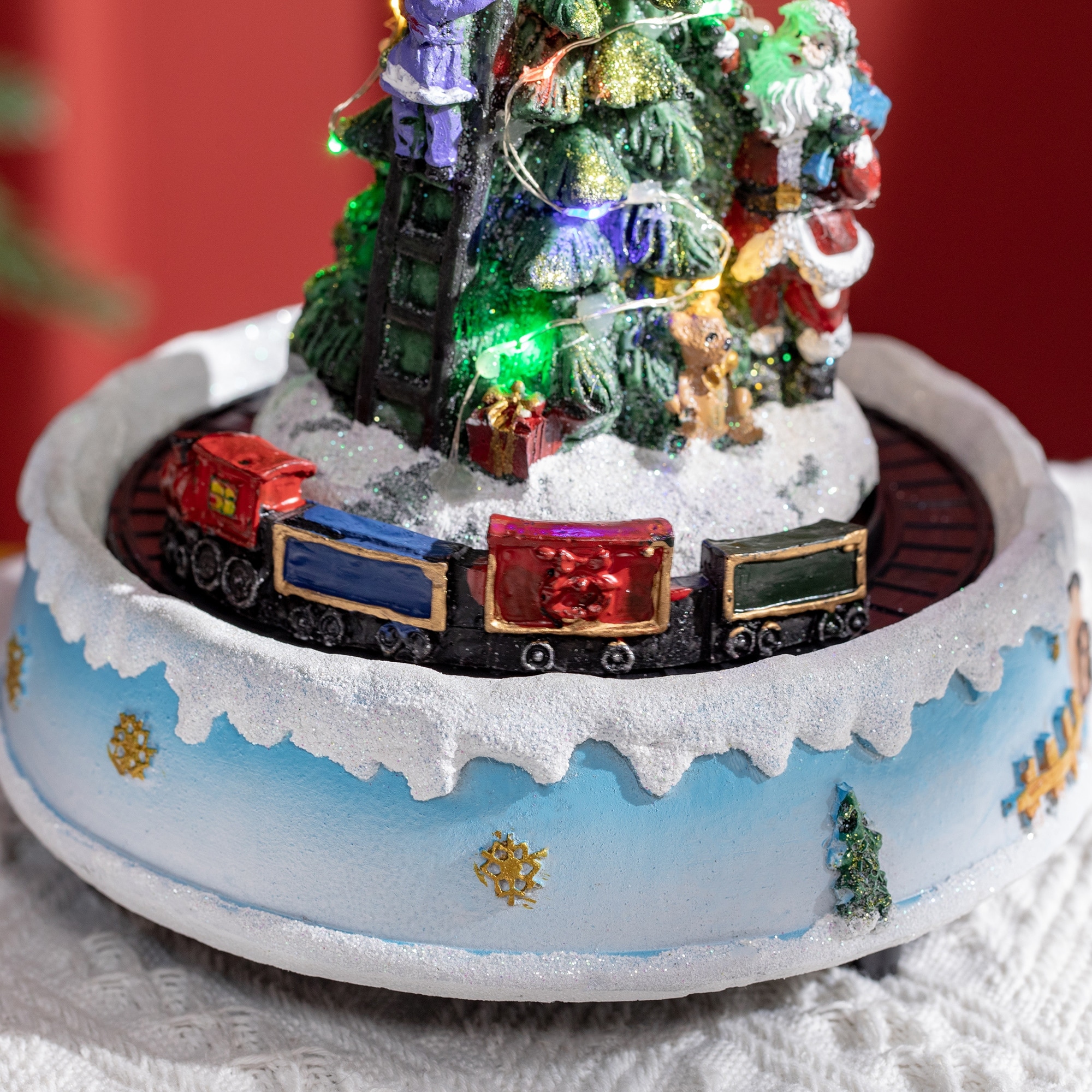 Holiday Tree, Train and Nutcracker Bundt Cake Snow Scene