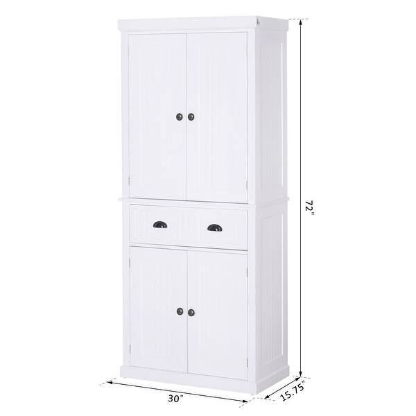 Homcom Traditional Freestanding Kitchen Pantry Cabinet Cupboard With Doors And 3 Adjustable Shelves White On Sale Overstock 22200563