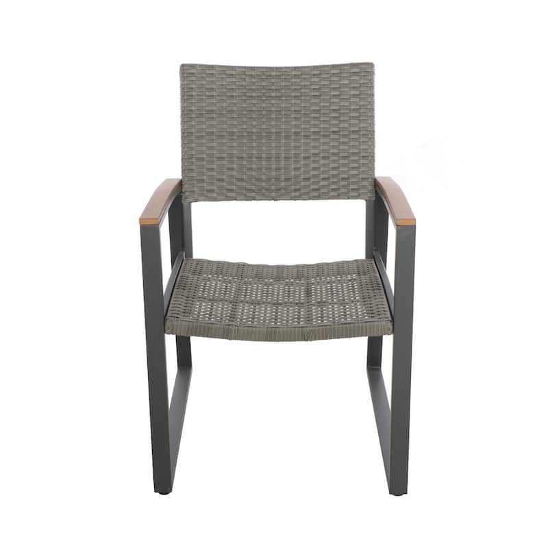 Glasgow Aluminum Outdoor Dining Chairs with Faux Wood Accents by Christopher Knight Home
