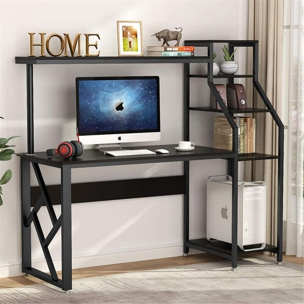 Computer Desk PC Laptop Study Office Table 4 Tier Shelves Workstation Furniture 
