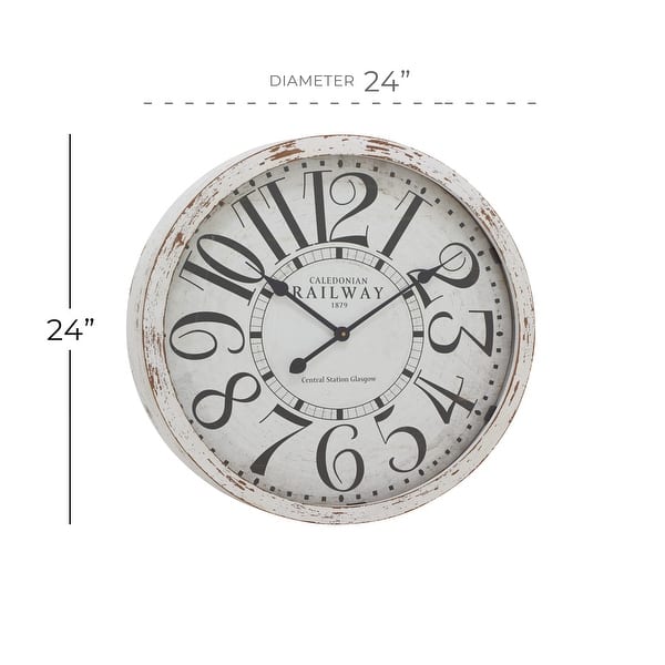 White Wood Natural Wall Clock 24 x 24 x 3 - 24 x 2.5 x 24