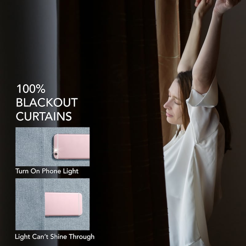 Deconovo Total Blackout Faux Linen Curtains 2 Panels