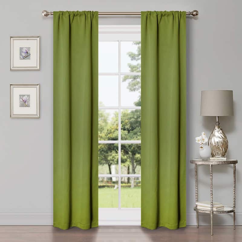 Superior Solid Machine Washable Room Darkening Semi-Blackout Curtains, Set of 2