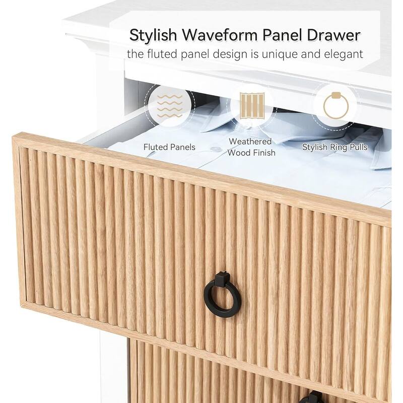 6-Drawer Fluted Dresser Cabinet for Bedroom