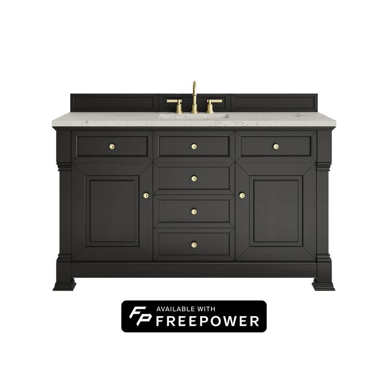 Brookfield 60" Single Vanity, Black Onyx w/FreePower Wireless Charger