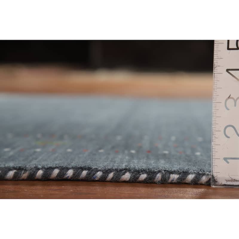 Hand Knotted Oriental 100% Wool Carpet Tribal Tribal Greys & Charcoal Gabbeh Area Rug - 5' 10'' X 3' 11''