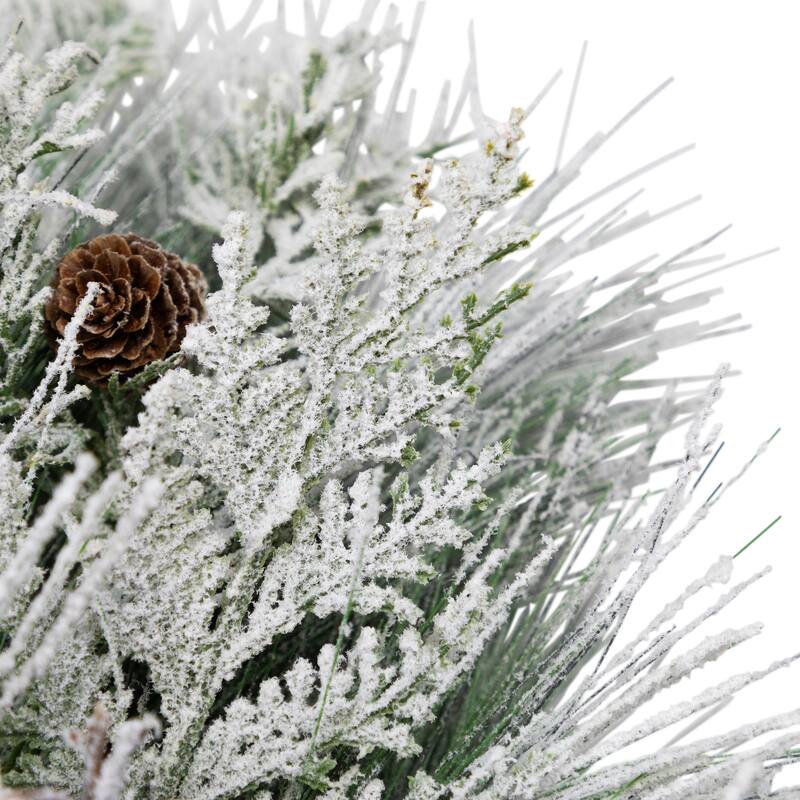 Snowy Long Needle Pine and Pinecone Artificial Christmas Wreath - 26" - Unlit