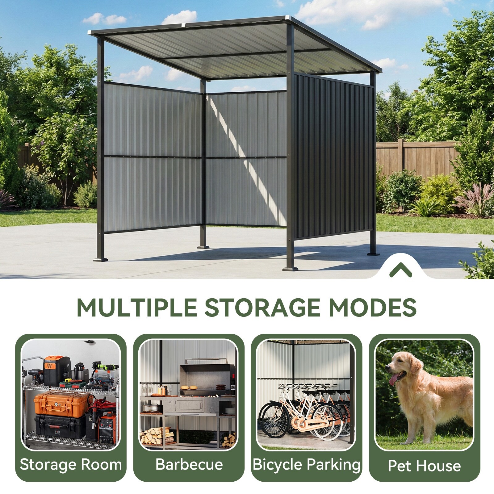 6' x 6' Outdoor Storage Shed Grill Shed for BBQ Pergola for Pets