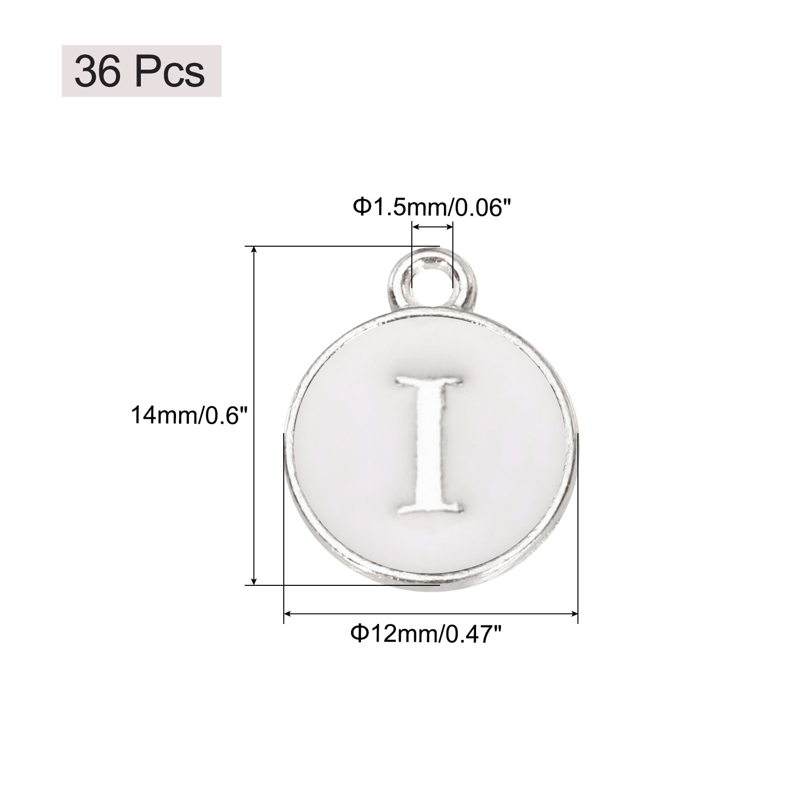 Pendants Letter Charm Initial Charm Double Sided Enamel Alphabet for DIY Necklace Earring Jewelry Making - White