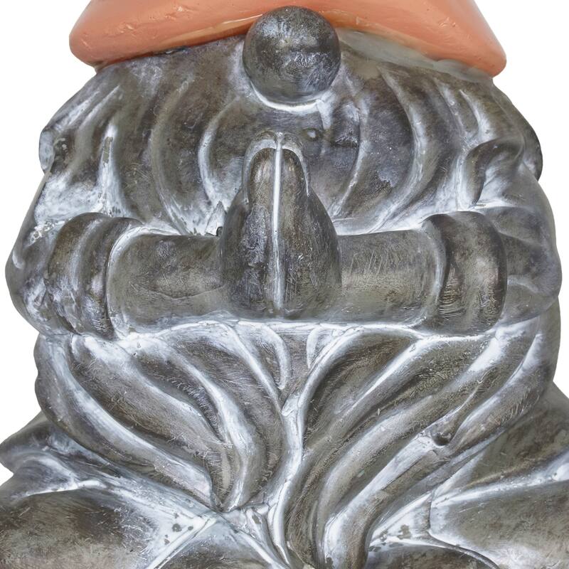 Exhart Good Time Solar Gnamaste Meditating Gnome Statue with Colorful Hat, 11 Inch