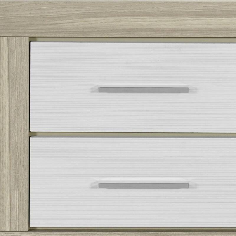HomeRoots 23" Natural And White Wood Square Two Drawer Nightstand