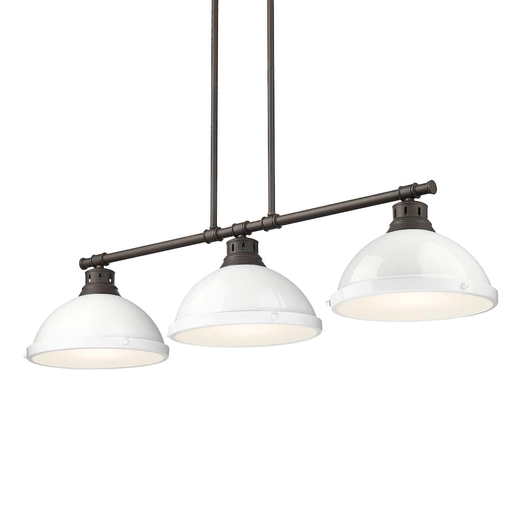 Yep by Golden Lighting Duncan 3-light Island Light in Rubbed Bronze and White shade