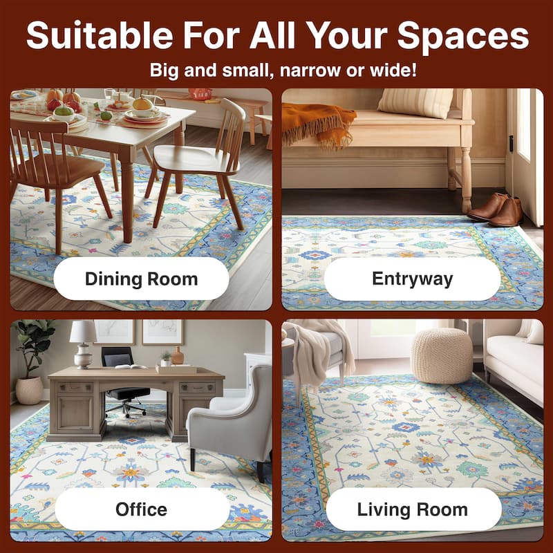 Well Woven Ushak Antalya Floral Modern Vibrant Flat-Weave Area Rug